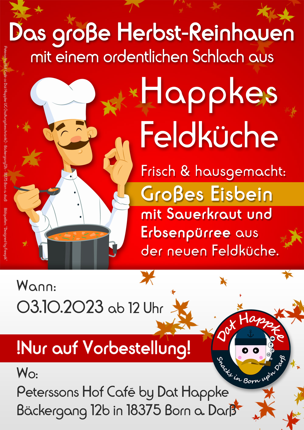 Dat Happke Peterssons Hof Cafe Feldküche Eisbein Gulaschkanone